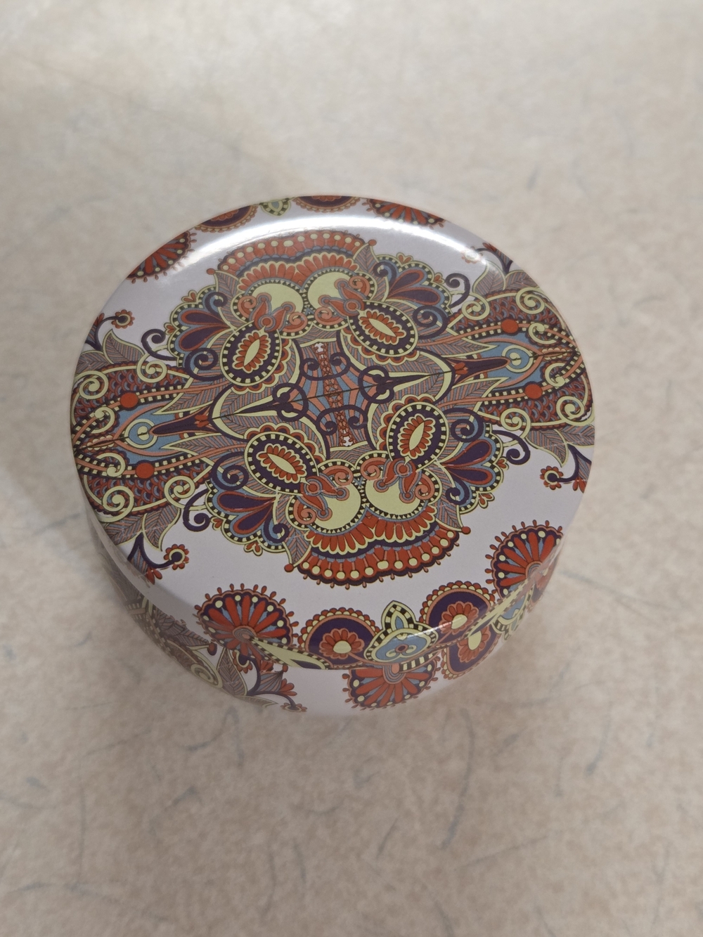2.5 oz Lemon 100% Soy Wax Candle in Ornate Paisley and Floral Tin Container